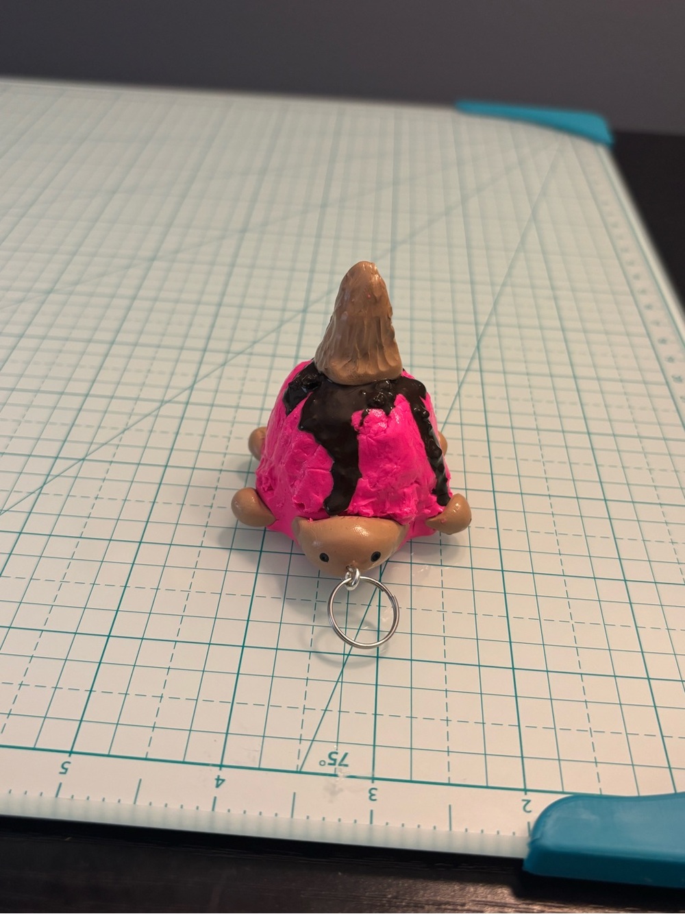 Handcrafted Pink Ice Cream turtle keychain